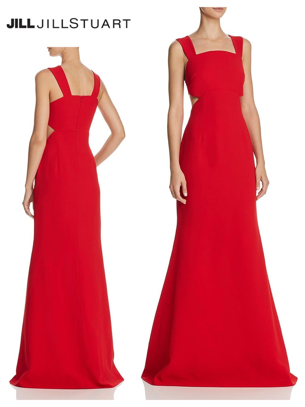 JILL Jill Stuart Side-Cutout Gown in Poppy Red